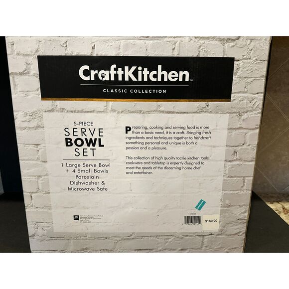 Craft Kitchen 5-Piece Porcelain Serving Bowl Set - New in Box - Picture 3 of 5